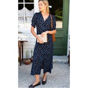 EMERSON FRY | $318 Lucyia Antique Maxi Dress in Bea Flowers Midnight, Size Small